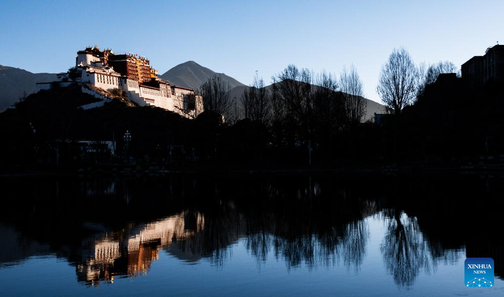 View of Potala Palace in morning light in Lhasa, China's Xizang