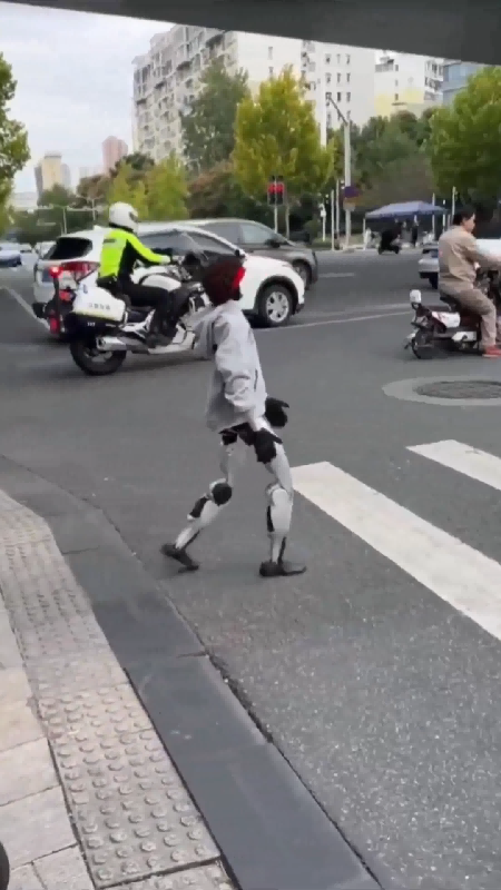 Robot crosses Wuhan street like a boss